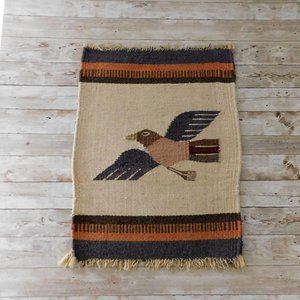 Vintage Zapotec Oaxacan Hand Woven Wall Art Table Runner Placemats Bird Pattern